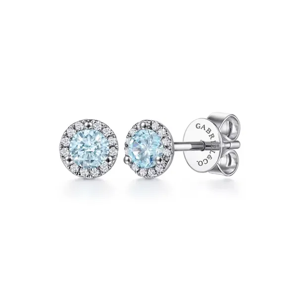 Dainty aquamarine and diamond earrings. Holliday Jewelry Klamath Falls, OR