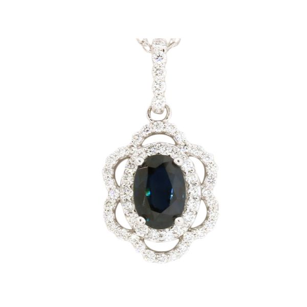 14 karat white gold sapphire and diamond pendant Holliday Jewelry Klamath Falls, OR