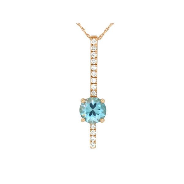 14 karat white gold blue zircon and diamond drop style pendant Holliday Jewelry Klamath Falls, OR