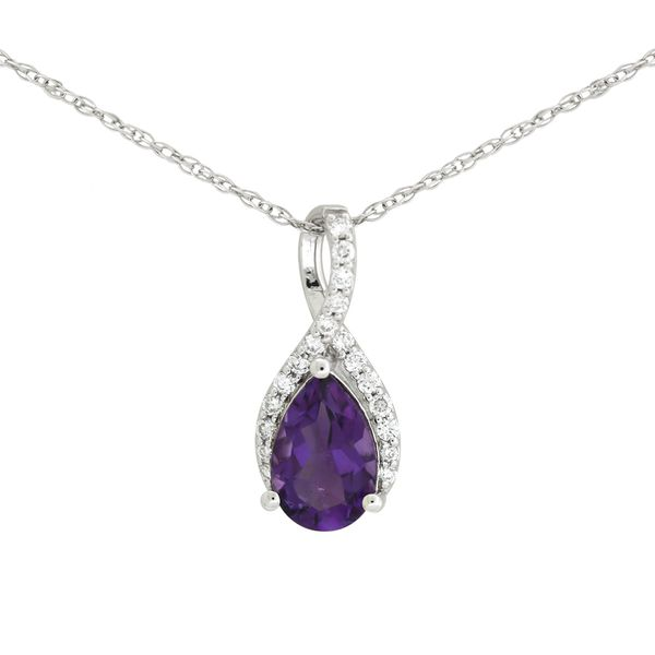 Stunning amethyst and diamond pendant featured in 14 karat white gold Holliday Jewelry Klamath Falls, OR