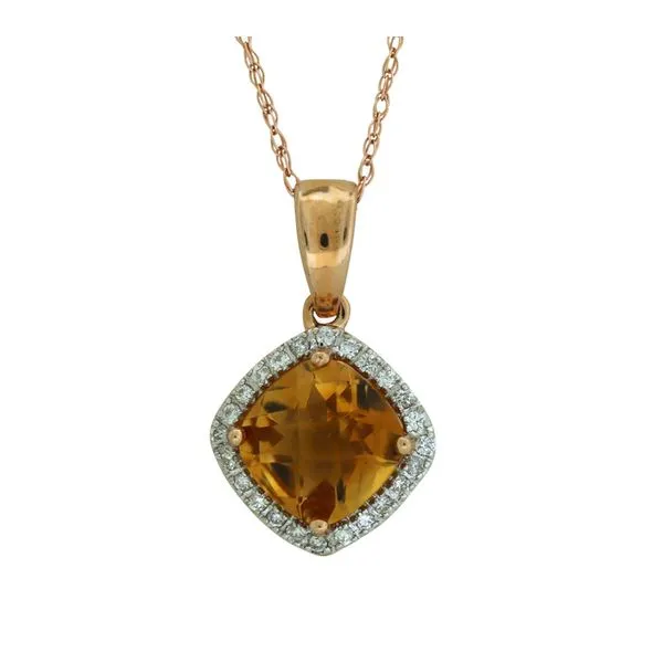 Halo design citrine pendant. Holliday Jewelry Klamath Falls, OR