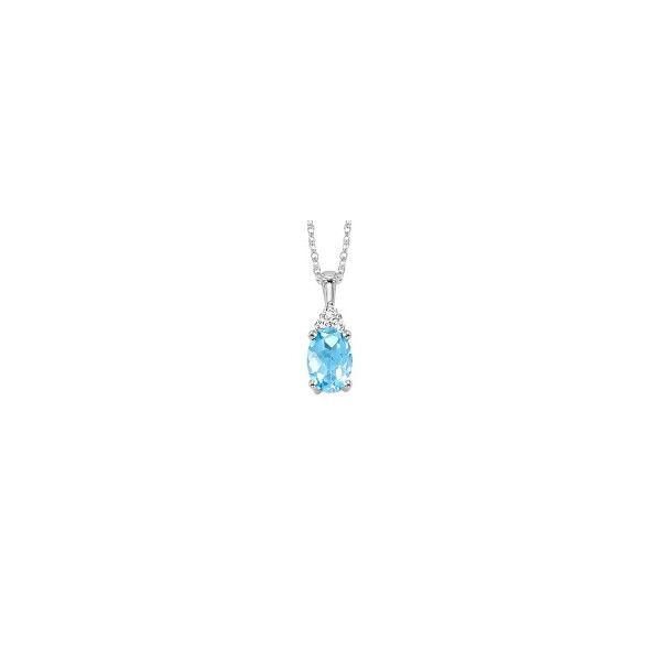 Traditional blue topaz and diamond pendant. Holliday Jewelry Klamath Falls, OR