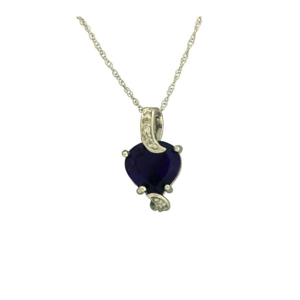 Heart shaped Amethyst and diamond necklace. Holliday Jewelry Klamath Falls, OR