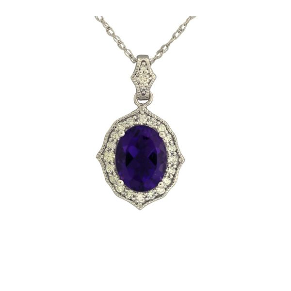 Vintage imspired diamond and amethyst pendant. Holliday Jewelry Klamath Falls, OR