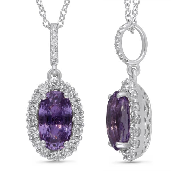 Stunning drop sapphire and diamond pendant. Holliday Jewelry Klamath Falls, OR