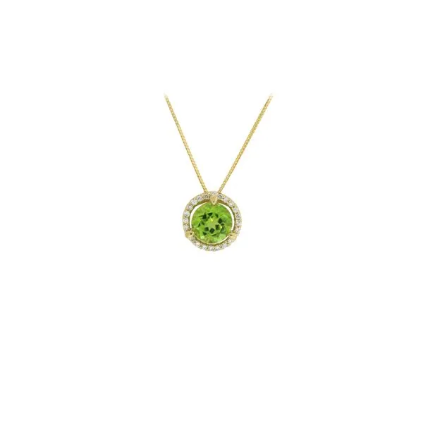 Stunning peridot and diamond halo pendant. Holliday Jewelry Klamath Falls, OR