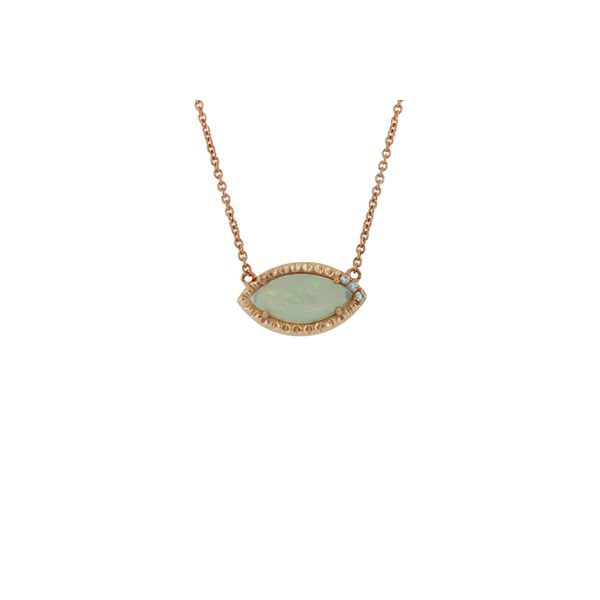 Vibrant marquise opal and diamond pendant. Holliday Jewelry Klamath Falls, OR