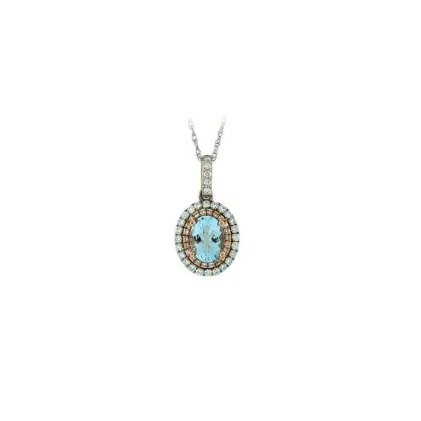 Incredible Double Haloed Aquamarine and Diamond Pendant Holliday Jewelry Klamath Falls, OR