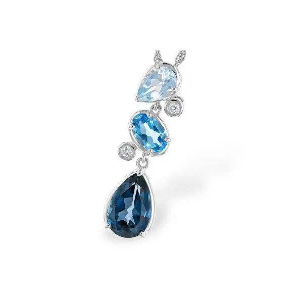 Playful blue topaz drop pendant. Holliday Jewelry Klamath Falls, OR