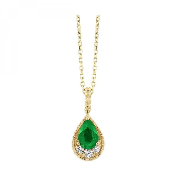 Teardop vintage style Emerald and Diamond pendant Holliday Jewelry Klamath Falls, OR