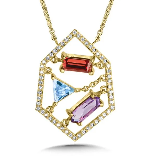 Unique fancy cut mix melody gemstone and diamond pendant Holliday Jewelry Klamath Falls, OR