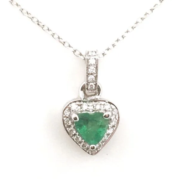 Brilliant heart shaped emerald pendant. Holliday Jewelry Klamath Falls, OR