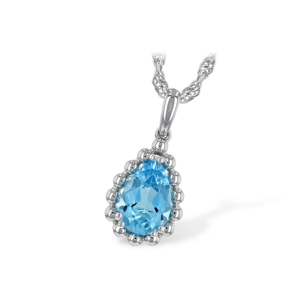 Classic white gold and  blue topaz drop pendant Holliday Jewelry Klamath Falls, OR