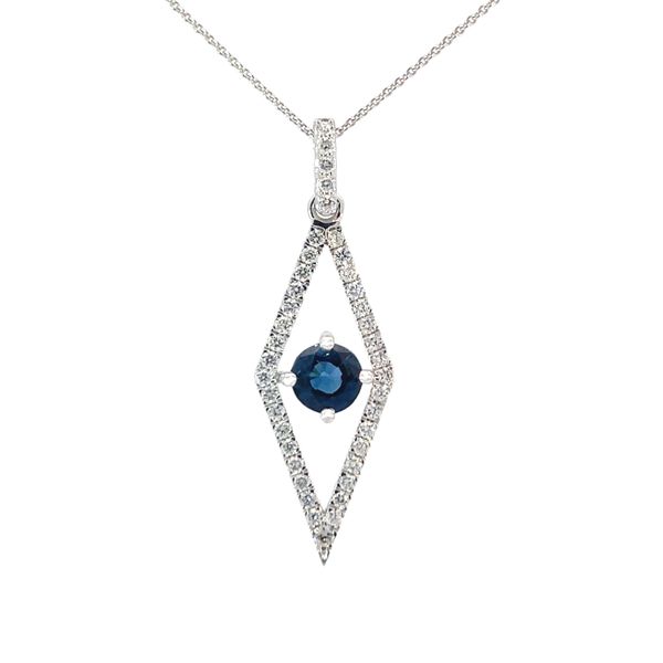 14KW DIAMOND & SAPPHIRE RHOMBUS SHAPED PENDANT Holliday Jewelry Klamath Falls, OR