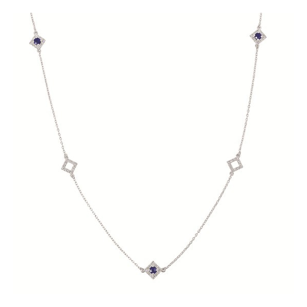 Modern Station Chain with Diamonds, Sapphires in Square design Holliday Jewelry Klamath Falls, OR