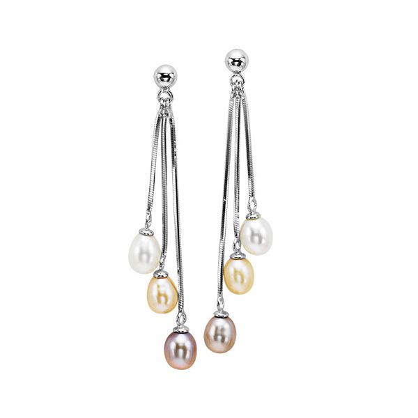 Tri-tone dangle pearl earrings. Holliday Jewelry Klamath Falls, OR