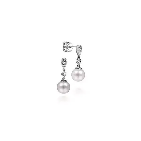 Drop style pearl earrings by Gabriel & Co. Holliday Jewelry Klamath Falls, OR