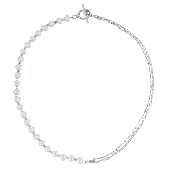 STERLING SILVER PAPERCLIP & PEARL NECKLACE Holliday Jewelry Klamath Falls, OR