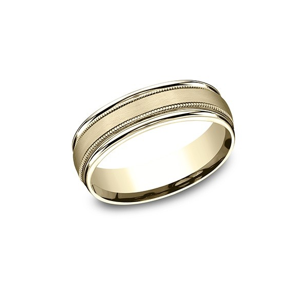 14KY 6.5MM SATIN CTR MILLIGRAIN BAND Holliday Jewelry Klamath Falls, OR