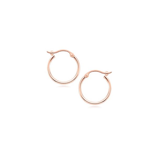Rose gold hoop earrings. Holliday Jewelry Klamath Falls, OR