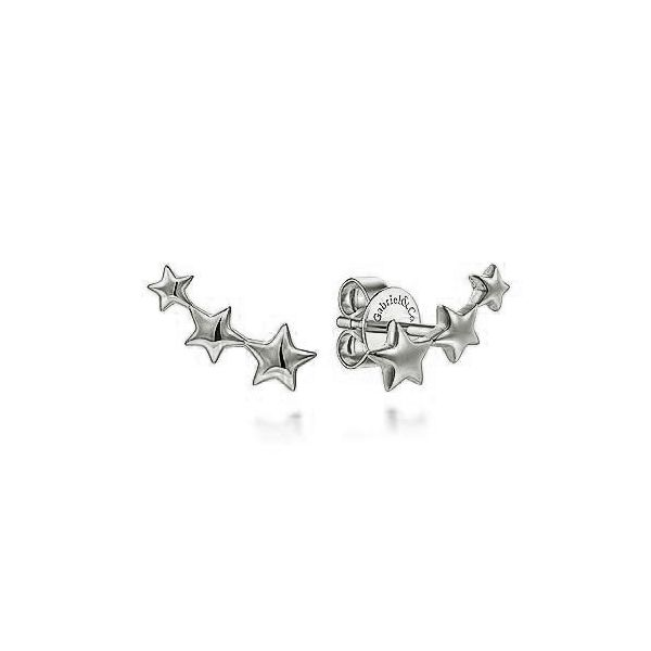 Gabriel & Co curved triple star earrings. Holliday Jewelry Klamath Falls, OR