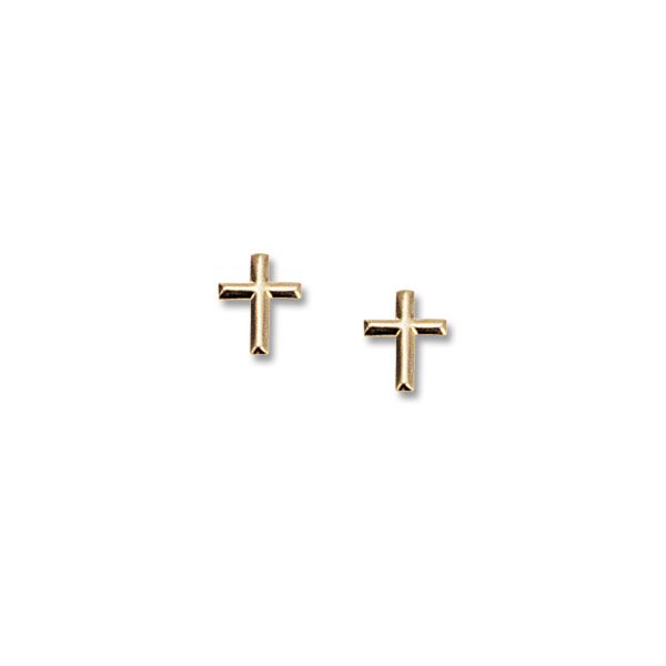 Raised Cross Earrings in Yellow Gold Holliday Jewelry Klamath Falls, OR