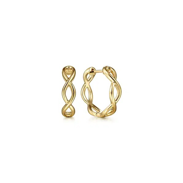 Classic yellow gold twisted huggies by Gabriel & Co Holliday Jewelry Klamath Falls, OR