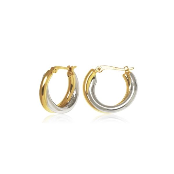 Classic 14k White & Yellow Gold Twist Hoop Earrings Holliday Jewelry Klamath Falls, OR