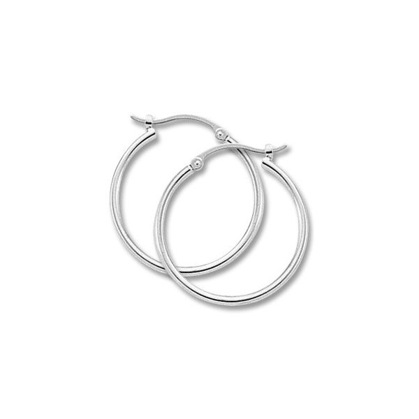 White gold hoop earrings. Holliday Jewelry Klamath Falls, OR