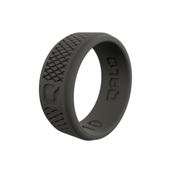 Qalo dark grey crosshatch silicone ring. Holliday Jewelry Klamath Falls, OR