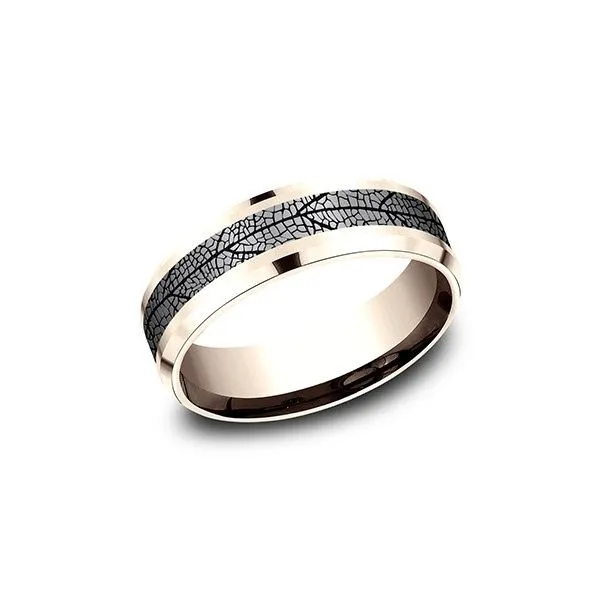 Ammara Stone Rose Gold and Tantalum Leaf Pattern Band Holliday Jewelry Klamath Falls, OR