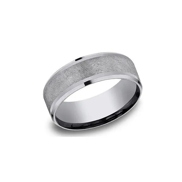 Benchmark Grey Tantalum Swirl Finish Drop Bevel Band Holliday Jewelry Klamath Falls, OR