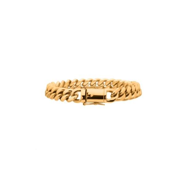 18KY Gold plated Miami Cuban bracelet. Holliday Jewelry Klamath Falls, OR