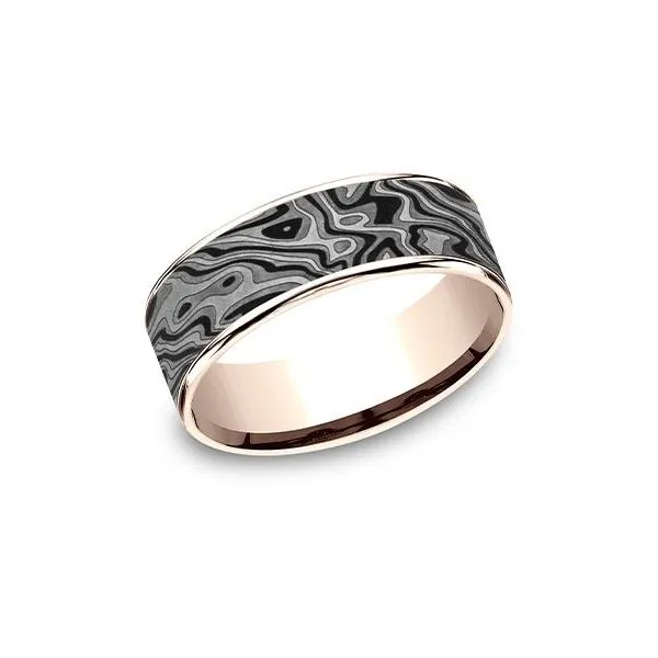 Ammara Stone Mokume Pattern Thin Edge Band Holliday Jewelry Klamath Falls, OR