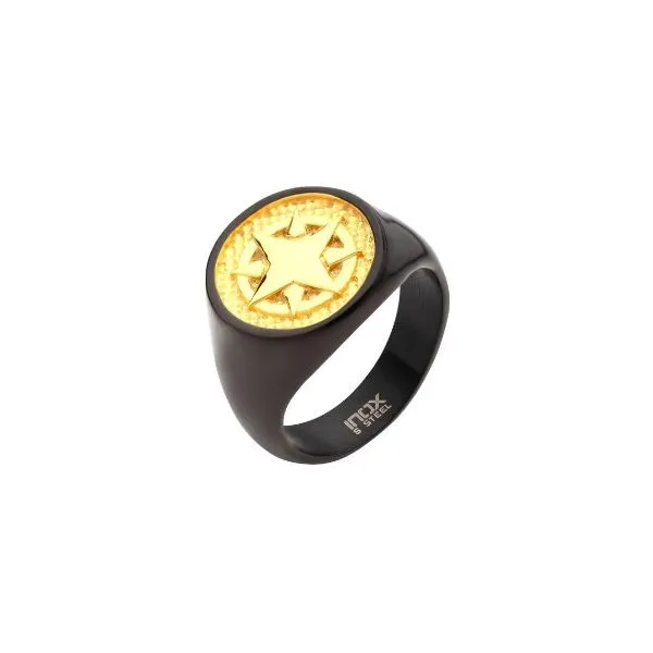 Nautical Bliss Black Stainless Steel 18ky Plated Compass Ring Holliday Jewelry Klamath Falls, OR