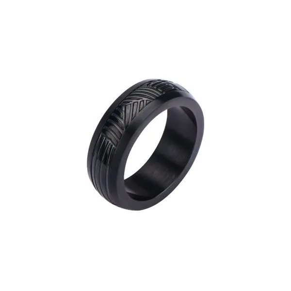 Classy Engraved Black Stainless Steel Band Holliday Jewelry Klamath Falls, OR