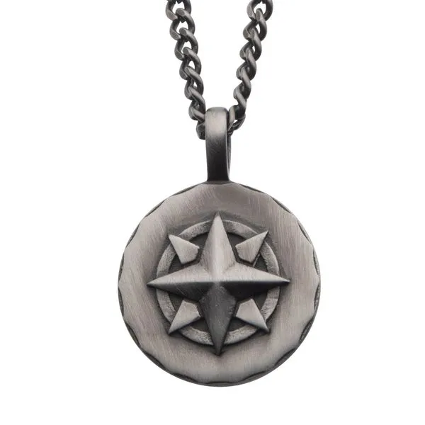 Stainless steel compass pendant. Holliday Jewelry Klamath Falls, OR
