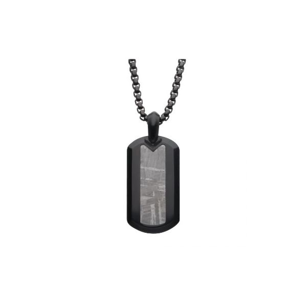 Awesome Inlay Meteorite and Stainless Steel Dog Tag Pendant Holliday Jewelry Klamath Falls, OR