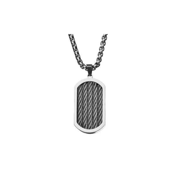 Stainless Steel Strong Three Cable Inlay Dog Tag Pendant Holliday Jewelry Klamath Falls, OR
