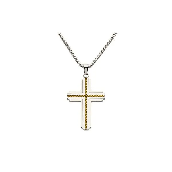 Rich Stainless Steel Coil Inlay Cross Pendant Holliday Jewelry Klamath Falls, OR