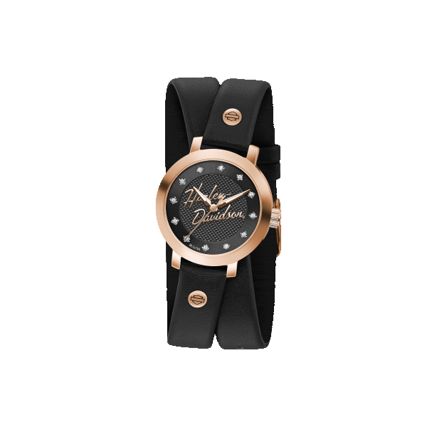 Harley Davidson rose tone, double wrap leather strap watch Holliday Jewelry Klamath Falls, OR