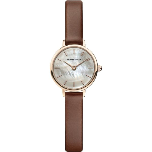 Petite Bering watch with leather band. Holliday Jewelry Klamath Falls, OR