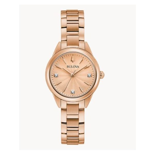 Bulova Rose gold-tone stainless steel case and bracelet with | Holliday ...