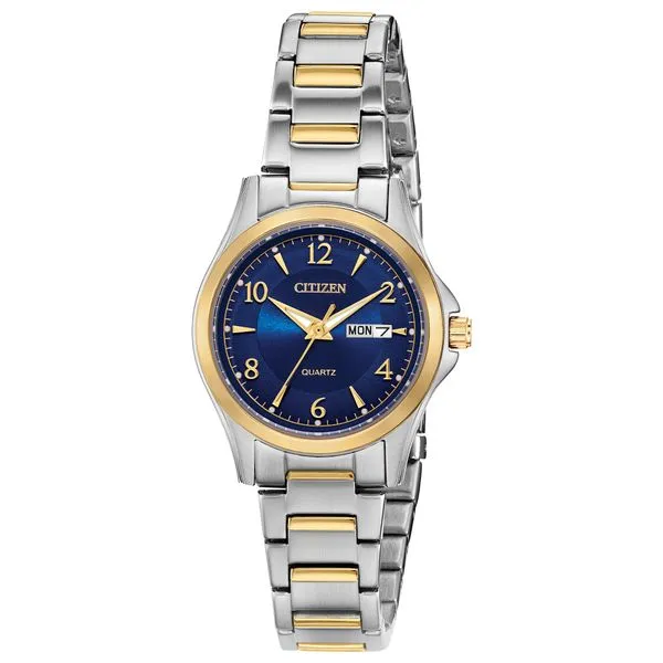 Citizen quartz two tone blue face watch. Holliday Jewelry Klamath Falls, OR