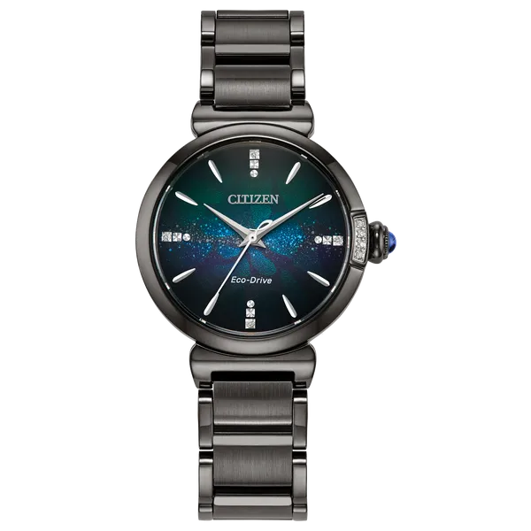 Special edition eco drive, Inspired by the Earth's crust, the crystalline-like, gradient blue dial features diamond accents and quickly evokes the lay Holliday Jewelry Klamath Falls, OR
