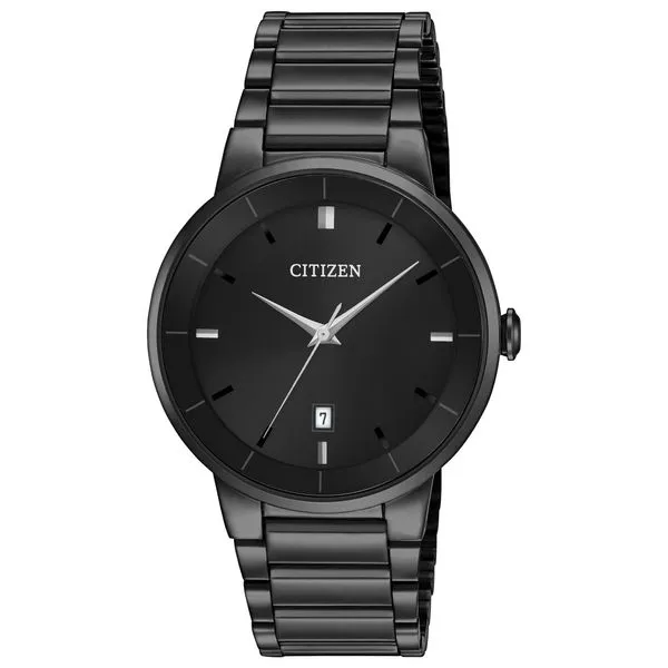 Handsome quartz black stainless steel 3 hand date watch. Holliday Jewelry Klamath Falls, OR