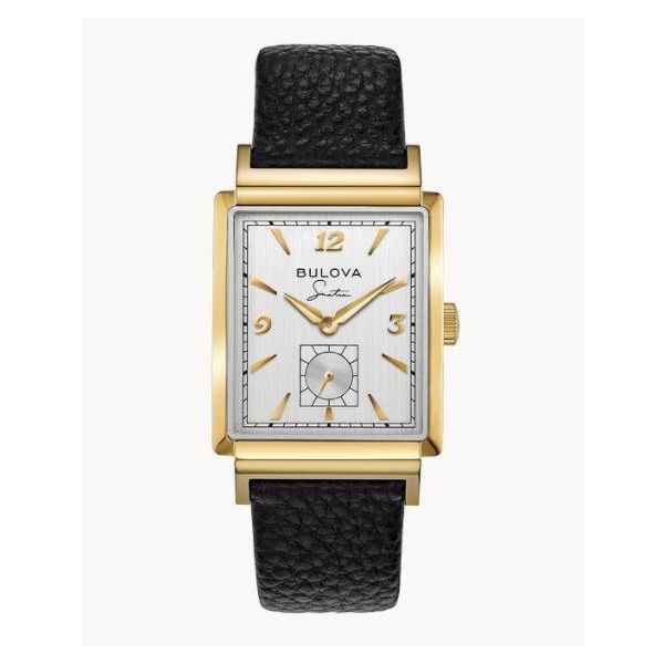 Bulova, Frank Sinatra, the ‘My Way’ watch features a gold-tone stainless steel rectangular case with a silver white dial, go Holliday Jewelry Klamath Falls, OR