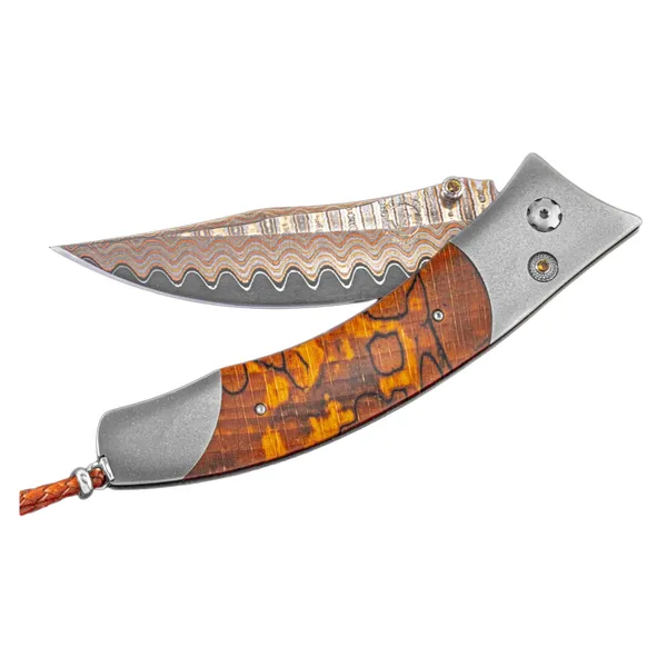 he Contour ‘Humboldt' features a frame of aerospace grade titanium, inlaid with orange spalted Beech wood. The blade is our 'Copper Wave' Damascus s Holliday Jewelry Klamath Falls, OR