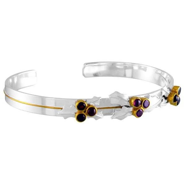 Sterling silver and garnet cuff bracelet. Holliday Jewelry Klamath Falls, OR