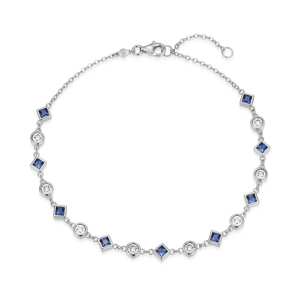 Lab-Created Blue Sapphire & Lab-Created Diamond Station Anklet Holliday Jewelry Klamath Falls, OR